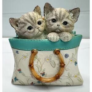 Lenox "A Tote for Two" Cold Cast Porcelain Hand-painted Cat Kitten Figurine